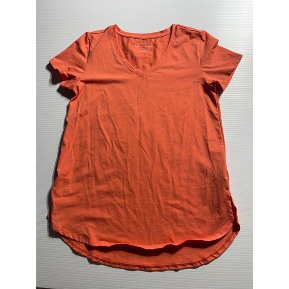 Soft Surroundings Petite Orange Cotton Basic T-Shirt XS Casual Short Sleeve Top